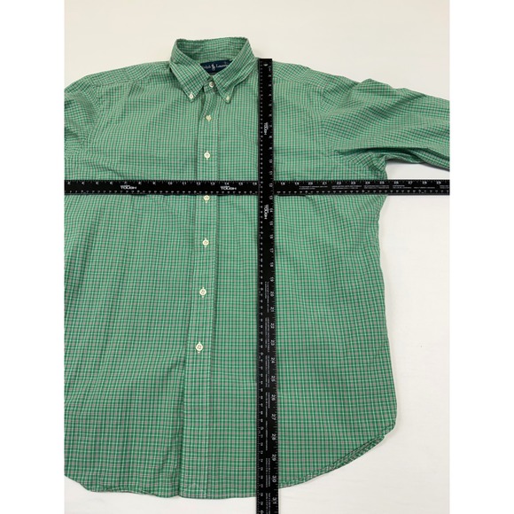 Ralph Lauren Mens XL Classic Fit Green Red Check Button Down Shirt Long Sleeve - Picture 5 of 9